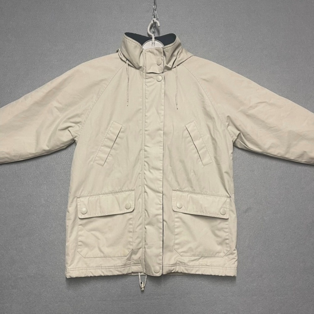 St Johns Bay Jacket Mens Medium Beige Parka Fleece Lined Hooded Long Chore Coat